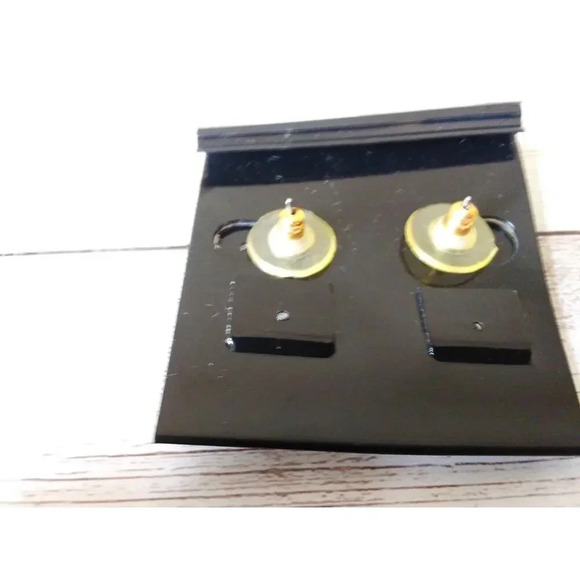 New On Card Vintage 1980s Black Mirror Earrings - Picture 3 of 4